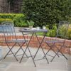 Buramo Outdoor Metal Ember Bistro Set In Brown