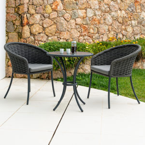 Crod Outdoor Pebble Bistro Table With 2 Armchairs In Grey