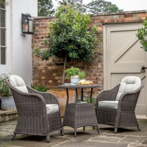 Ferax Outdoor 2 Seater Bistro Set In Natural Weave Rattan