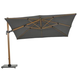 Hawo Square Cantilever Parasol And Granite Base In Teak Effect