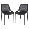 Aultas Outdoor Black Stacking Dining Chairs In Pair