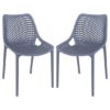 Aultas Outdoor Dark Grey Stacking Dining Chairs In Pair