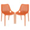 Aultas Outdoor Orange Stacking Dining Chairs In Pair