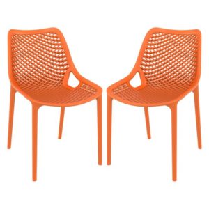 Aultas Outdoor Orange Stacking Dining Chairs In Pair