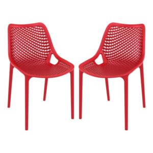 Aultas Outdoor Red Stacking Dining Chairs In Pair