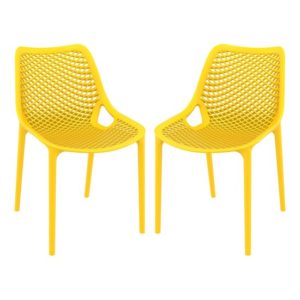 Aultas Outdoor Yellow Stacking Dining Chairs In Pair