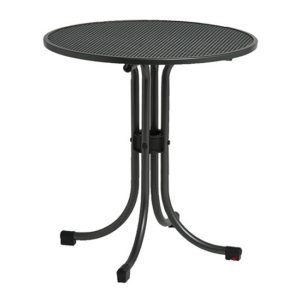 Prats Outdoor Round Metal Bistro Table In Grey