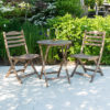 Strox Outdoor Wooden Bistro Set In Chestnut