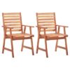 Arana Outdoor Natural Acacia Wooden Dining Chairs In Pair