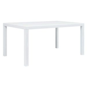 Ijaya Plastic Rattan Garden Dining Table In White