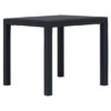 Ijaya Square Plastic Rattan Garden Dining Table In Anthracite