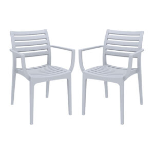 Alto Silver Grey Polypropylene Dining Chairs In Pair