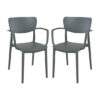 Lisa Dark Grey Polypropylene Dining Chairs In Pair