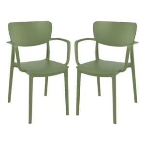 Lisa Olive Green Polypropylene Dining Chairs In Pair