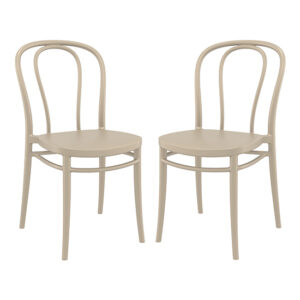 Victor Taupe Polypropylene Dining Chairs In Pair