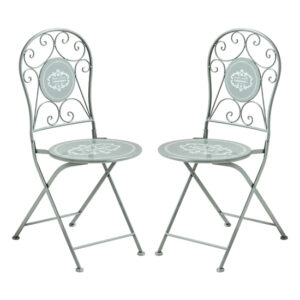 Calderon Outdoor Grey Metal Seating Chairs In Pair