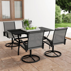 Clayton Medium Steel 5 Piece Garden Dining Set In Anthracite