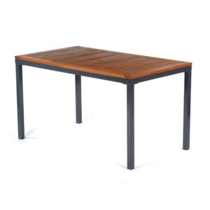 Dylan Hardwood Dining Table Rectangular In Brown With Metal Frame