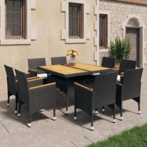 Highbury Poly Rattan 9 Piece Garden Dining Set In Black Brown