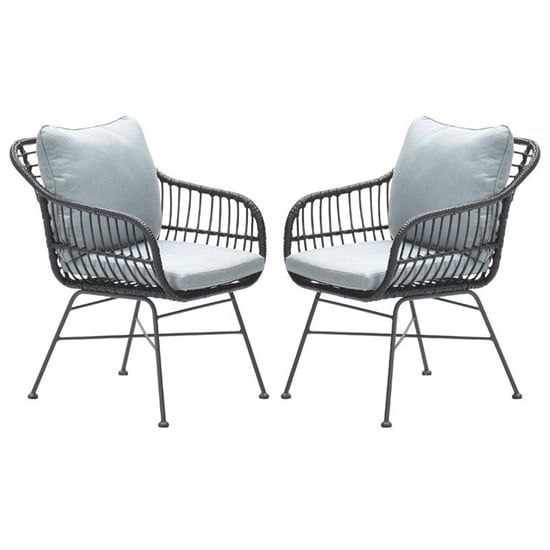 Macy Aluminum Frame Mint Grey Fabric Dining Chairs In Pair