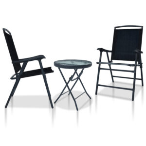 Urbana Glass And Steel 3 Piece Bistro Set In Black