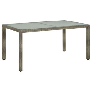 Bexter Glass Top Garden Dining Table Rectangular In Grey White