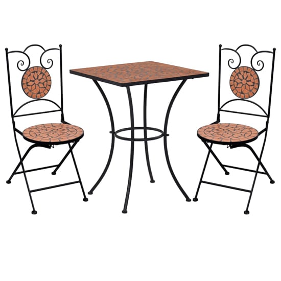 Gino Ceramic Tile Top Bistro Set Square In Terracotta