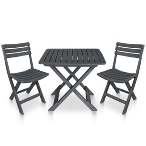 Kinston Plastic 3 Piece Folding Bistro Set In Anthracite