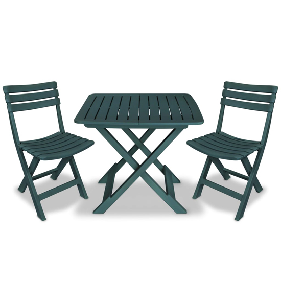 Kinston Plastic 3 Piece Folding Bistro Set In Green