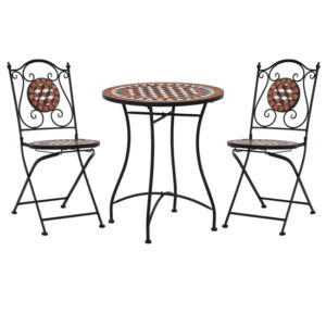 Lucca Ceramic Tile 3 Piece Mosaic Bistro Set In Terracotta