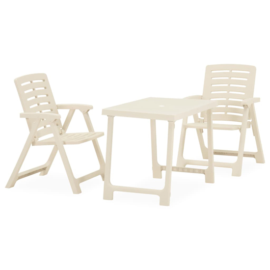 Mankato Plastic 3 Piece Folding Bistro Set In White