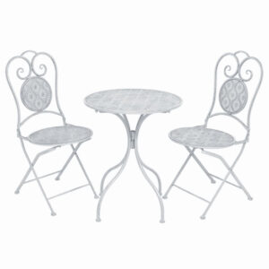 Sarnia Steel 3 Piece Bistro Set In Greyish White