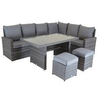 Charles Bentley 6 Seater Premium Rattan Dining Set Grey