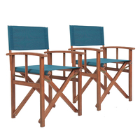 FSC® Certified Wooden Pair of Folding Directors Chairs Teal