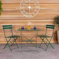 Square Folding Metal Bistro Set Green