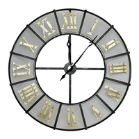 Wrought Iron Outdoor Clock - Black & Antique Brass