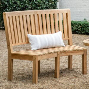 Champil Outdoor High Back Wooden Dining Bench In Natural