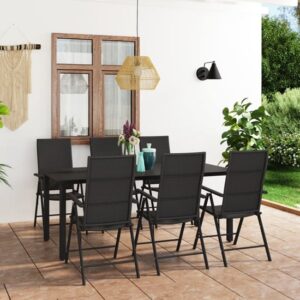 Sarnia Large Aluminium 7 Piece Garden Dining Set In Black