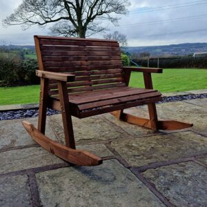 Vail Timber Rocking Bench In Brown