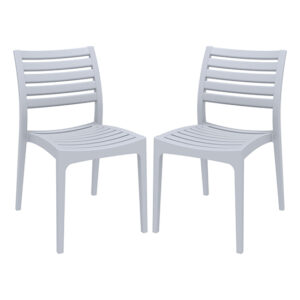 Albany Silver Grey Polypropylene Dining Chairs In Pair