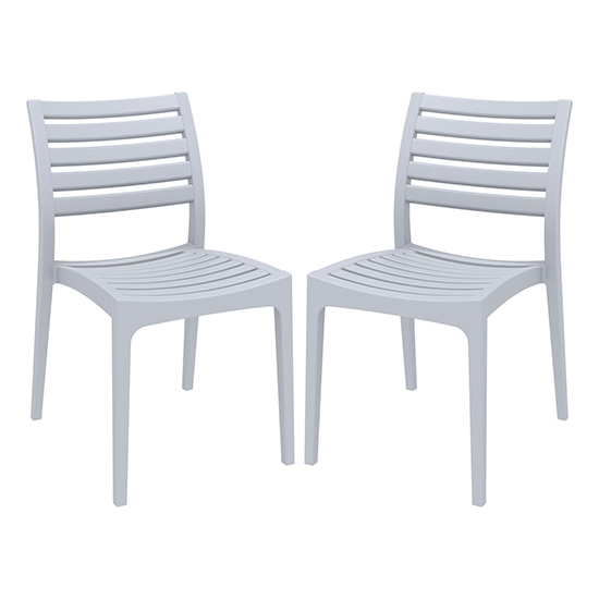 Albany Silver Grey Polypropylene Dining Chairs In Pair