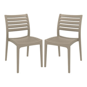 Albany Taupe Polypropylene Dining Chairs In Pair