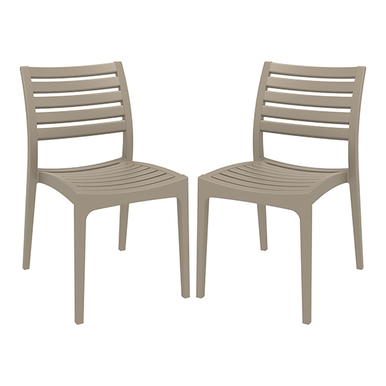 Albany Taupe Polypropylene Dining Chairs In Pair