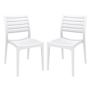 Albany White Polypropylene Dining Chairs In Pair