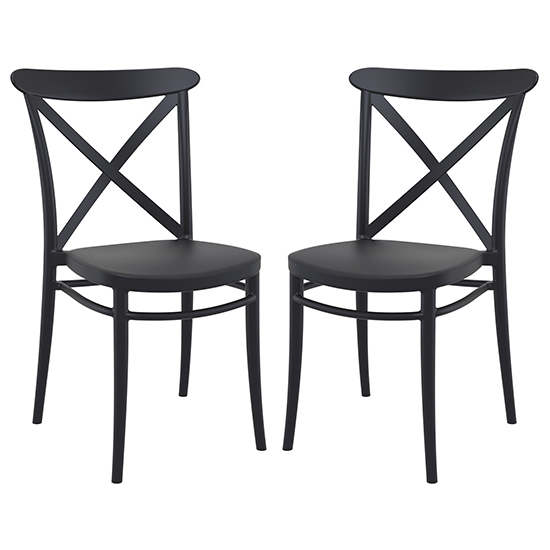 Carson Black Polypropylene And Glass Fiber Dining Chairs In Pair