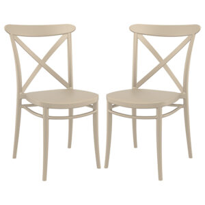 Carson Taupe Polypropylene And Glass Fiber Dining Chairs In Pair