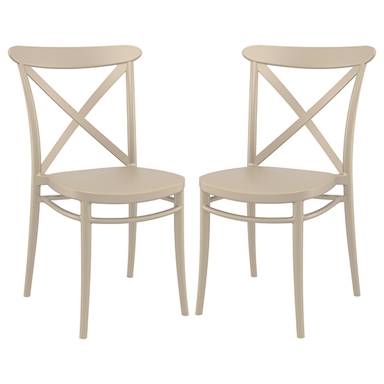 Carson Taupe Polypropylene And Glass Fiber Dining Chairs In Pair