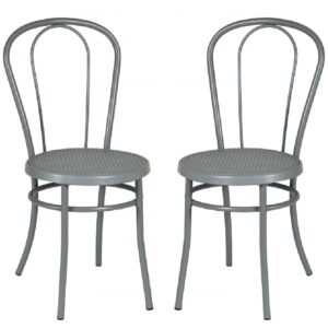 Ukiah Dove Grey Metal Bistro Chair In Pair