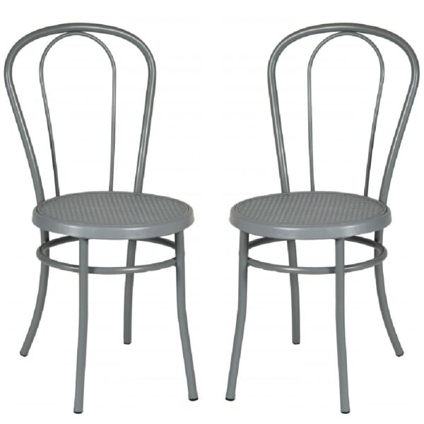 Ukiah Dove Grey Metal Bistro Chair In Pair