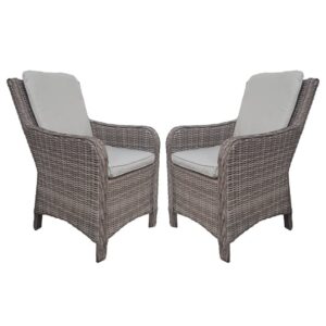 Abobo High Back Fine Grey Fabric Dining Chair In Pair